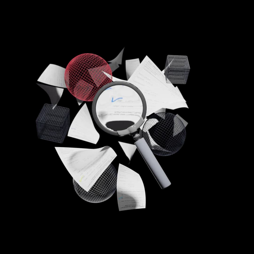 3D Magnifying Glass Graphic with Clinical Documentation Review visualization